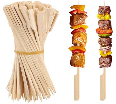 GBACHOOSE 300 Stück Holzspieße aus Bambus, 15 cm Schaschlikspieße Holz Spieße Fingerfood, Cocktailspieße, Zahnstocher für Schokobrunnen, Grillen, Obst, Zuckerwatte, Buffet