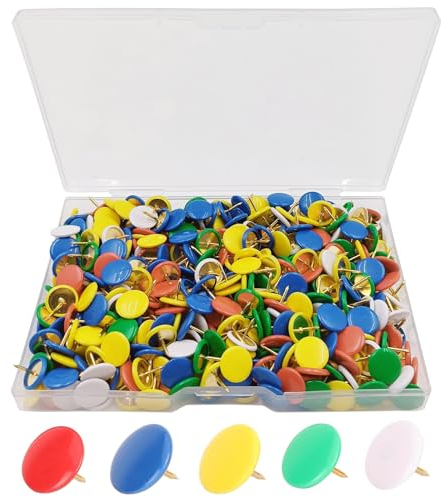 Reißnägel, 500 Stück Reißzwecken Farbig, Metall Dekorative Reißzwecke Pinnnadeln, runder Bunt Reißnägel für Ziernägel, Zuhause, Schule, Büro, Wandbehänge, Pinnwände, Weltkarte, Plakate, Korkwand