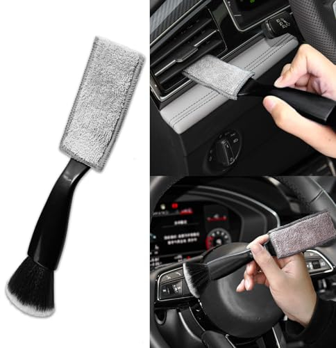 deemars Doppelkopf-Bürste für Auto reinigen, Auto-Staubbürste, 2 in 1 Car Duster für die Innenraumreinigung, Accessori Interni Auto Soft Innenraumbürste für die meisten Auto (Schwarz)