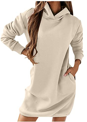 Long Zipper Fleece Sweaters Solid Winter Autumn And Long-sleeved Sweater Hooded Dress Color Women's Hoodies Sweatshirts Womens Zip up Hoodies Long (Beige, M)