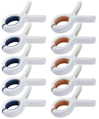 Zeayebsr Clip Per Asciugamani da Spiaggia, 10 Pezzi Grandi Clip Di Vestiti Antivento Mollette Da Bucato In Plastica, Mollette Grandi per Telo Mare Asciugamani Lettini da Sole (arancione+blu)