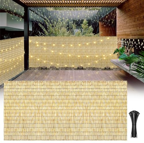 Clôture En Roseau Naturel,Brise-vue Balcon,Protection De La Vie Privée,Occultant,Protection Soleil,Paillis Terrasse Balcon,Idéal Pour Isoler Visuellement Une Clôture,.pour Balcon Clôture Jardin(Nature