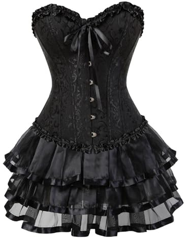 Corsetto da Donna per Perdere Il Grasso della Pancia Corsetto Abiti Gonna Bustier Tutu Set di Pizzo Gotico Corsetto Senza Spalline Lolita Costume Vintage Coaplay Rosso Costume Cosplay Asui