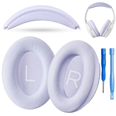 AHG Accessory House Global Replacement QC Ear Pad and Headband Pad Kit Cushion. Compatible with Bose QuietComfort (2023) QC45 QC35 QC35 II Wireless Noise Cancelling Headphones (Lilac) Easy DIY Fit