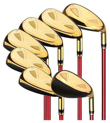 Vuxen golfklubba set för män, nybörjare golfklubb set, 7 järnklubbor, RS, stål grafit skaft med huvudskydd, paket med 7