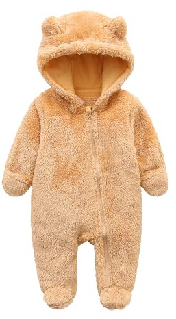KIDDLETOWN Bébé Combinaisons polaire Barboteuses, Combinaison Bébé avec Capuche Chaud pour Hiver, Nouveau-né dessin animé barboteuse 0-12 Mois