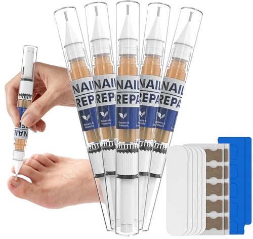 iKeener Nail Care Pen, 5 Piezas Bolígrafo Cuidado Uñas con Aceite de Árbol de Té, Lápiz de Aceite para Uñas para Uñas de los Pies y Manos Quebradas, Decoloradas y Dañadas