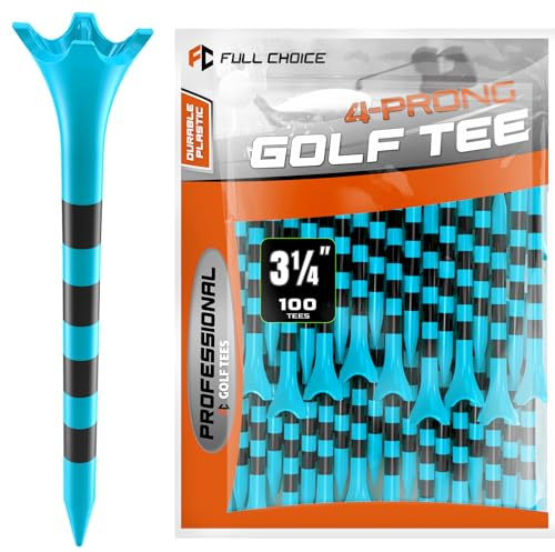 Full Choice Tees de Golf en Plastique Professionnels, Lot de 100 (83 mm), Haute Durabilité & Stabilité, Tête 4 Griffes Réduction de la Friction et du Side Spin