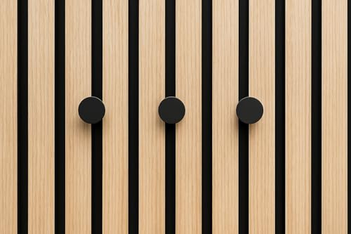 Lot de 5 crochets pour panneaux acoustiques - Sans perçage - Rond - Noir mat