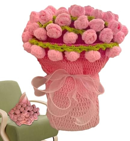 Kit de Manta de Ganchillo para Principiantes | Suministros para Manualidades de Flores | Kit De Ganchillo Para Manta De Flores 3D | Para Adultos Mujeres Decoración Del Hogar Mantas Para Cama Dormitori