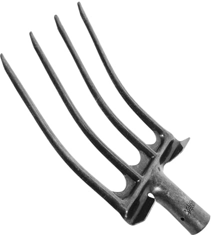 DIYEAH Fourche en Acier à 4 Dents pour Jardinage Et Agriculture, Tête De Remplacement 35 Mm, Outil De Décompactage du Sol Polyvalent pour Préparation Et Entretien des Sols Agricoles