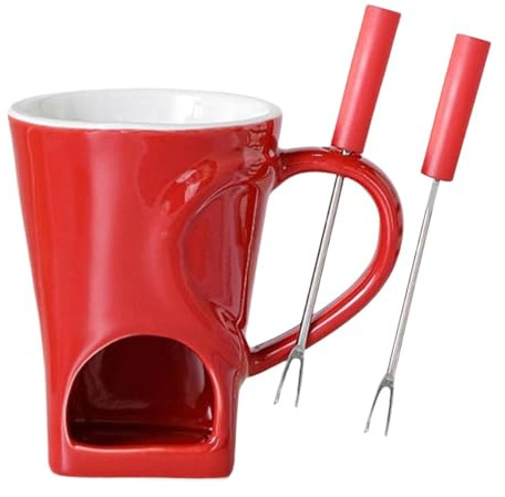 perfk Mug à fondue au fromage, bonbons, pot à fondue au fromage, 150 ml avec fourchette, idéal pour un anniversaire, un mariage, un dessert ou un dîner.