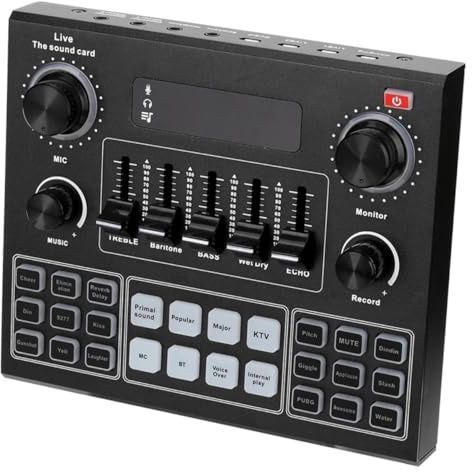 Alipis Tarjeta de Sonido Portátil para Transmisión en Directo Batería 1200mah, Mezclador de Audio Material Abs, Efectos de Sonido Integrados Color Aleatorio para Móvil y Ordenador