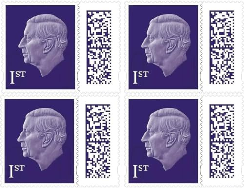 1st Class Stamps (4 Pack) – Genuine Barcoded – Self-Adhesive UK Letter Postage – Official 1st Class Postage Stamps (Total 4) | UK BEST SELLERS