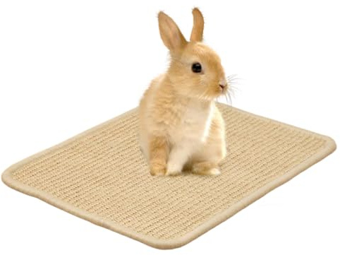 Rabbit Scratching Mat - Natural Sisal Scratching Mat for Small Animals, Rodent Toys and Furniture Protection, Non-Slip Carpet Sleeping Area Accessories for Cage Furnishings, Scratching Mat for Rabbits