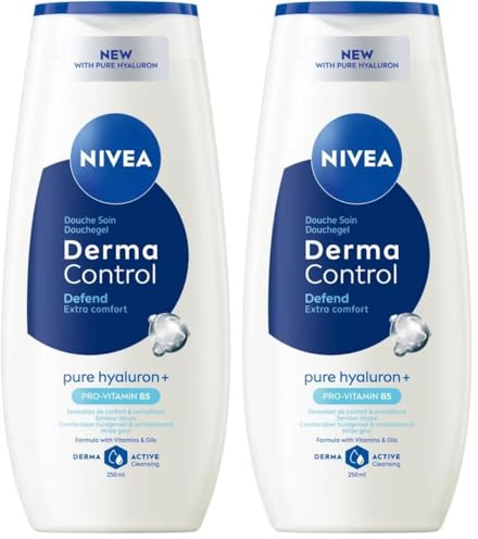 NIVEA - Gel Douche Corps Derma Control Defend - Sensation De Confort & Revitalisant - Enrichi En Acide Hyaluronique Pur & Pro-Vitamine B5 - Senteur Douce - pH Neutre - Tous Types De Peaux - 250 ml