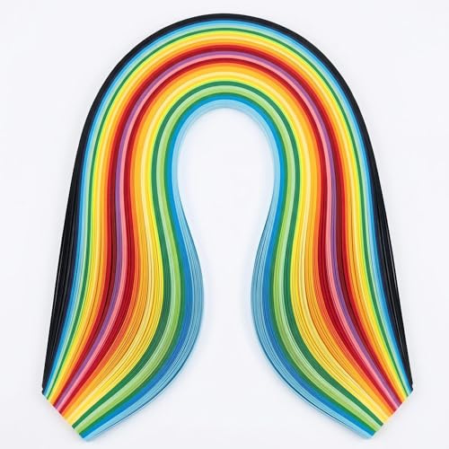 Kit di strisce di carta per quilling multicolore, 500 strisce, 50 colori, larghezza 5 mm, lunghezza 54 cm, per fai da te, biglietti e filigrana, per adulti e principianti