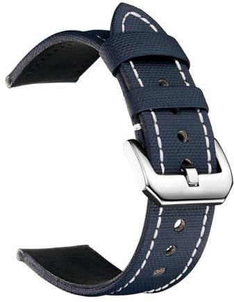 NASUNJIA Herrklocka Segelduksrem Läder 20 Mm 22 23 Svart Nylonband Vattentätt Armband