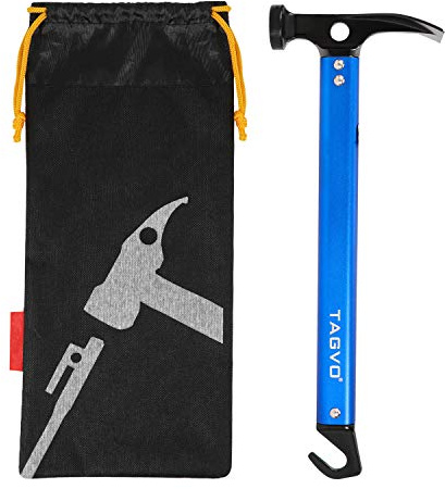 TAGVO Marteau de Camping de, Marteau de Tente en Aluminium Multifonctionnel de Camping de Mallet avec Le solvant de Tente - Bleu