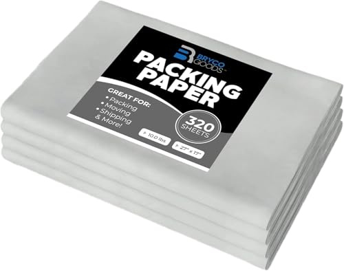 Bryco Goods Feuilles de papier d'emballage pour déménagement – 4,5 kg – 320 feuilles de papier journal – Indispensables dans vos accessoires de déménagement – 68,6 x 43,2 cm – Fabriquées aux