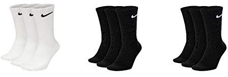 Nike 9 Paar Socken Herren Damen Weiß Grau Schwarz Tennissocken Sportsocken Sparset SX7664 Größe 34 36 38 40 42 44 46 48 50, Sockengröße:42-46, Farbe:weiß/schwarz/schwarz