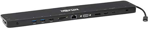 Eaton Tripp Lite USB-C Docking Station Triple Display, 4K HDMI @ 30 Hz, DisplayPort, VGA, USB-A 3.2 Gen 1, Gigabit Ethernet Port, 100W PD Charging, Schwarzes Gehäuse (U442-DOCK7D-B)
