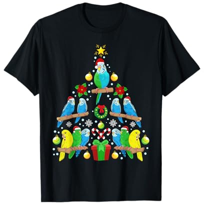 Animals Christmas Tree Presents Budgie Christmas Tree Bird T-Shirt