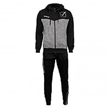 GIVOVA TUTA VISA MELANGE CON CAPPUCCIO POLARFLEECE NERO/GRIGIO SCURO MELANGE Tg. 4XL