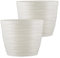 Tymar Blumentopf, 2er-Pack, runde Form, Pflanzgefäß, Pflanzkübel für Innen, Pflanztopf aus Kunststoff, Leichter, Doppelpack,mit 3D-Wellendesign (15 cm, Creme)