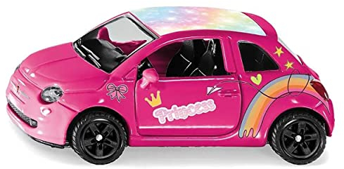 siku 6503, Set de Bricolage Style my siku, Fiat 500 Princesse, Édition Limitée, Métal/Plastique, Rose, Voiture Jouet Incluant Feuille d'Autocollants pour un Design Personnalisé