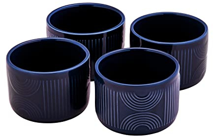 Maxwell & Williams HY0128 Auflaufformen-Set 4 tlg. rund – Serie Arc – 10 x 7 cm Indigoblau – Keramik in Geschenkbox
