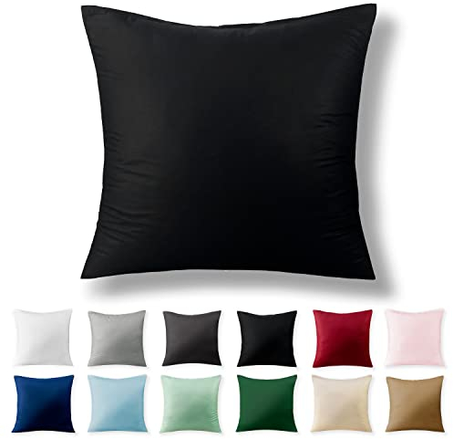 Alreya Renforcé Kissenbezug 80 x 80 cm - 100% Baumwolle mit YKK Reißverschluss, Superweicher Kopfkissenbezug 80x80, Kissenhülle, Schwarz, nur Kissenbezug