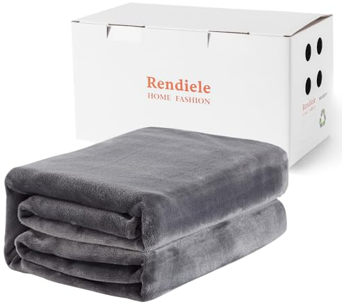 Rendiele Kuscheldecke Flauschig Sofadecke 125x150cm, Flanell Fleecedecke Couchdecke Grau zur Dekoration Winterdecke, Sofa überwurfdecke Hellgrau