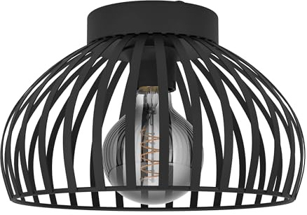 EGLO Mogano 3 Taklampa i monokrom design, vardagsrumslampa av svart metall | hallampa med E27-sockel, 28 cm i diameter