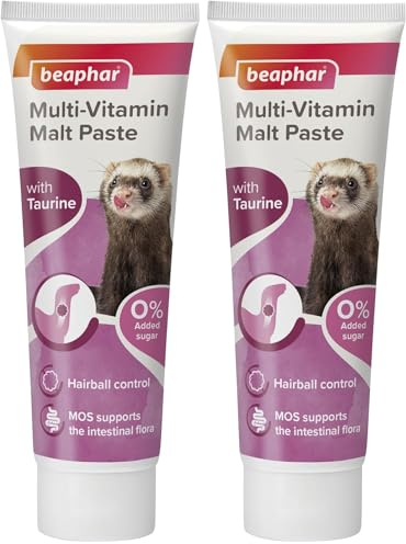 Beaphar | Multi-Vitamin Paste for Ferrets | Promotes Natural Passage of Hairballs | Prebiotic Aids Digestion | Tasty Treat with Added Vitamins & Minerals | For Ferrets of all Ages | 100g Tube