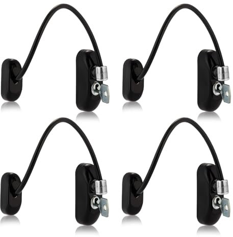 XFORT 4 Pack Viper Key Locking Cable Window Restrictor in Black, Durable Window Safety Lock for Child Safety and Window Security