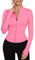 IECCP Sportshirt Damen Laufshirt Langarm T Shirt Trainingsshirt Yoga Crop Top Fitness Sport Oberteile Damen mit Daumenloch Atmungsaktiv Rosa S