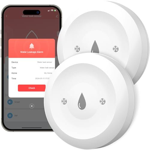 Acmerota Wi-Fi Water Leak Detector Smart Water Leak Sensor Zigbee Gateway Required, Wireless Mini Flood Detector for Alarm & Smart Home Automation for Kitchen Bathroom Basement