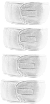 Mikinona 4pièces Bandeau Pour Visage Femme Lot Ruban Adhésif Pour Bain Maquillage Blanc Bandeau Pour Cheveux Femme Pour Lavage Du Visage Douche Pour Maquillage Avec Ruban Adhésif Pour Garde