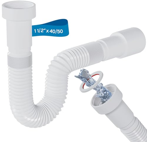 kör4u Flexibler Ablaufschlauch 1 1/2 Zoll 40/50 mm, Länge 390-840 mm aus PP