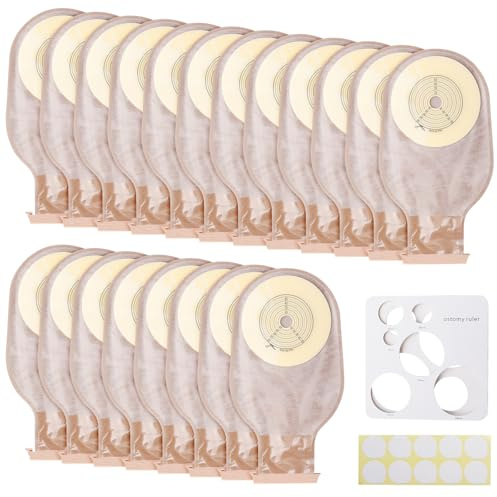 20 bolsas de colostomía: bolsas de ostomía de una sola pieza para mujeres y hombres, bolsas de ostomía desechables con cierre de clip, una pieza drenable para ostomía (15 mm – 65 mm)