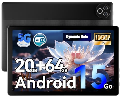 Laptok Tablet 10 Zoll Android 15 Tablet 20GB RAM (4+16) 64GB ROM + 1TB TF, IPS Display 800×1280, Octa-Core, Dual Kamera, 5000mAh Akku, WiFi6+Bluetooth 5.4, Type-C, Schwarz