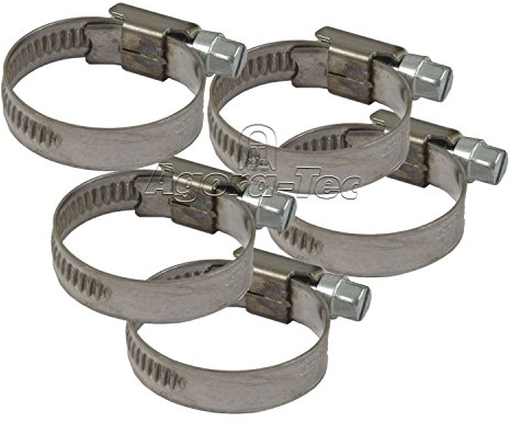 Agora-Tec Edelstahl Schellen W4 (5er Set) für 3/4 Zoll Schlauch, Ø von 20-32mm, 9 mm Breit