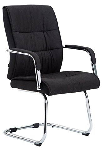 CLP Chaise de Visiteur Sievert en Tissu - Fauteuil Luge Rembourré - Support en métal et Patins Antidérapants - Capacité de Charge Max. 136 kg, Couleur:Noir