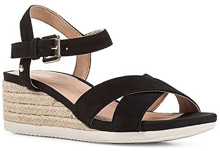 Geox D Ischia Corda, Sandalias Mujer Negro 41 EU