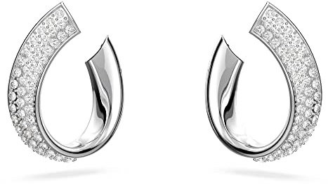 Swarovski Pendientes de aro Exist, Pequeños, Blancos, Baño de rodio