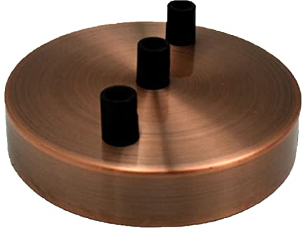 LEDSone Rosone da soffitto a 3 uscite, colore rame, perfetto per cavo flessibile in tessuto, 120 mm, piastra di montaggio in metallo con accessori per lampada da soffitto e da parete (3 uscite)
