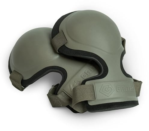 GRITR Tactical Knee Pads for Work, Hunting, Construction, Gardening, Paintball w/Foam Padding, Hard Shell & Adjustable Straps - Heavy Duty Professional Knee Protectors for Men & Women, Ranger Green