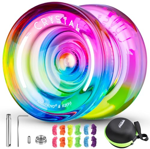 MAGICYOYO Responsive Yoyo for Kids, Professional Dual Purpose Yoyo for Advanced, Crystal Gradient YoYo K2 with Replacement Unresponsive Yo Yo Bearing+ 12 Yo-Yo Strings + Yo yo Bag