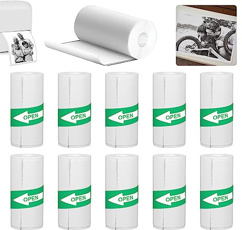 TECHEEL 10 x termopapper kassarullar, minitermiskt bläckpapper, papper för bärbar termisk skrivare, minifotoskrivaretiketter, för foton, uppgifter lista, anteckningar, svart på vit-57 x 25 mm